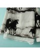 White V Neck Long Sleeve Horse Print Blouse